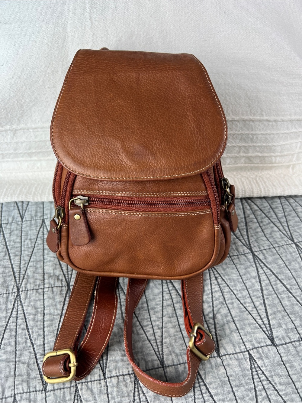Source Unknown Tan Leather Mini Backpack - Picture 3 of 16